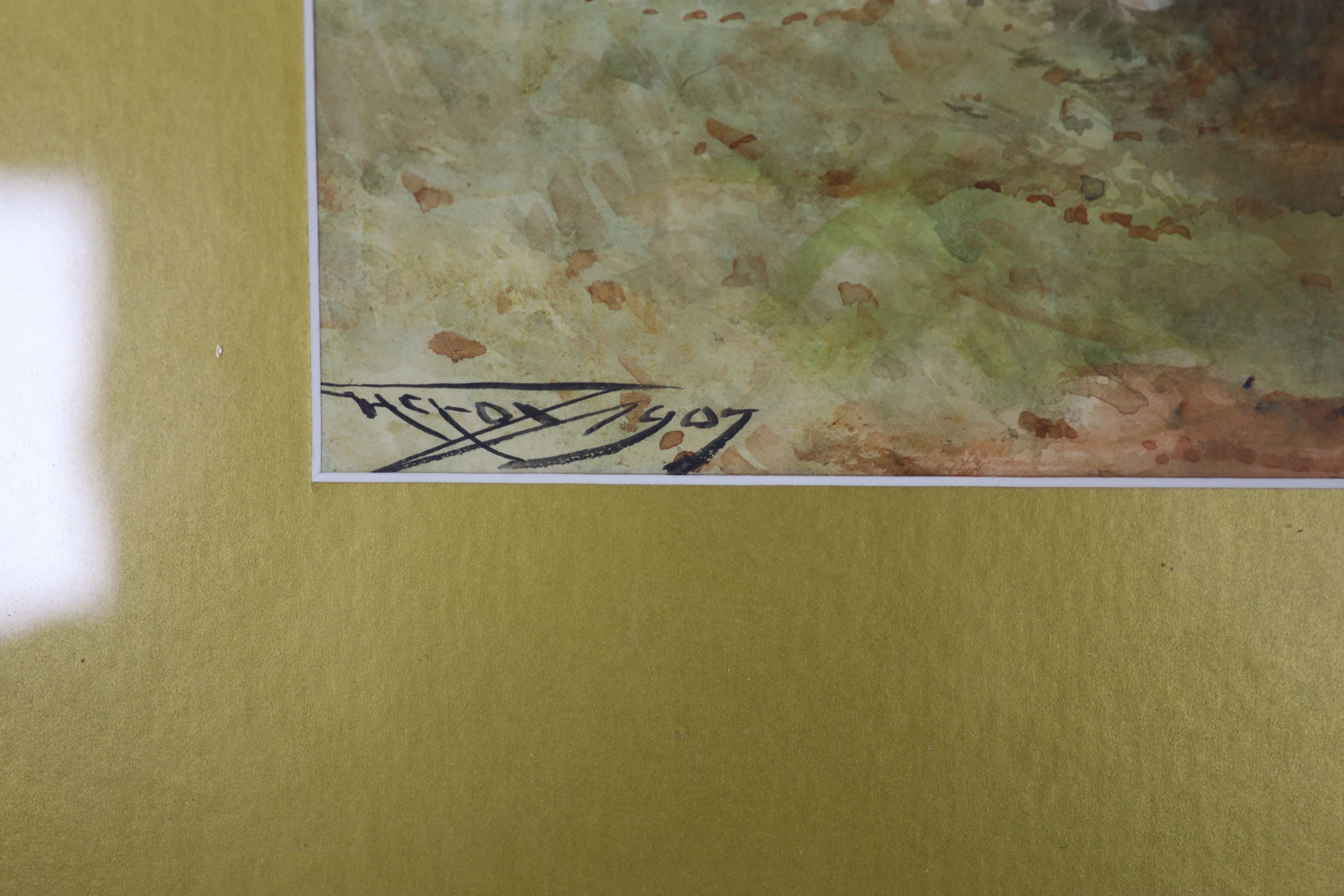 Henry Charles Fox (1860-1913), watercolour, 'In the Berkshire Downs near Streatley', signed and dated 1907, 35 x 53cm